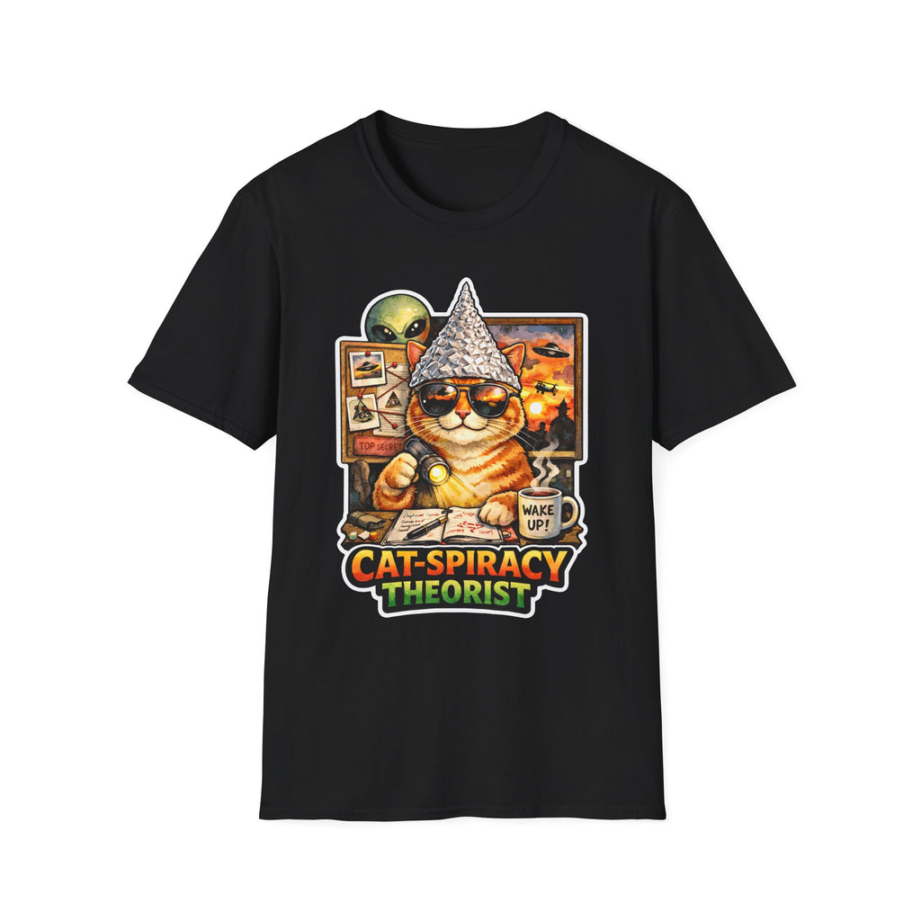 Cat-Spiracy Theorist Funny Conspiracy Cat with Evidence Board T-Shirt | Cat-Spiracy Theorist Series | Pet-Spiracy Theorist Collection by PetPulse