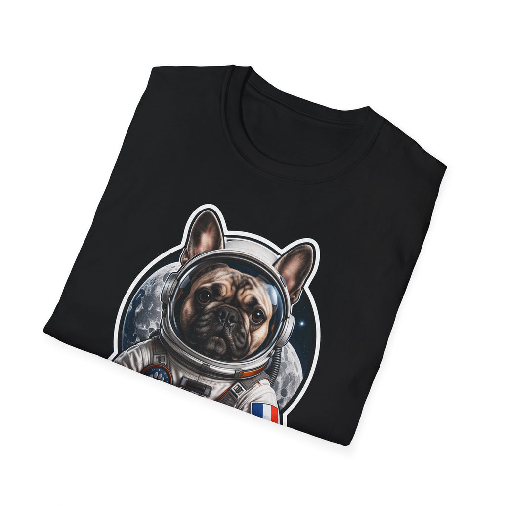 Frenchie’s First Lunar Flight Funny Astronaut French Bulldog T-Shirt | Cosmic Encounters Collection by PetPulse
