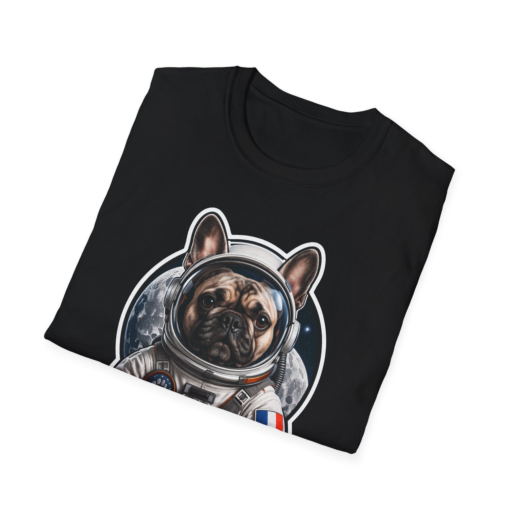 Frenchie’s First Lunar Flight Funny Astronaut French Bulldog T-Shirt | Cosmic Encounters Collection by PetPulse
