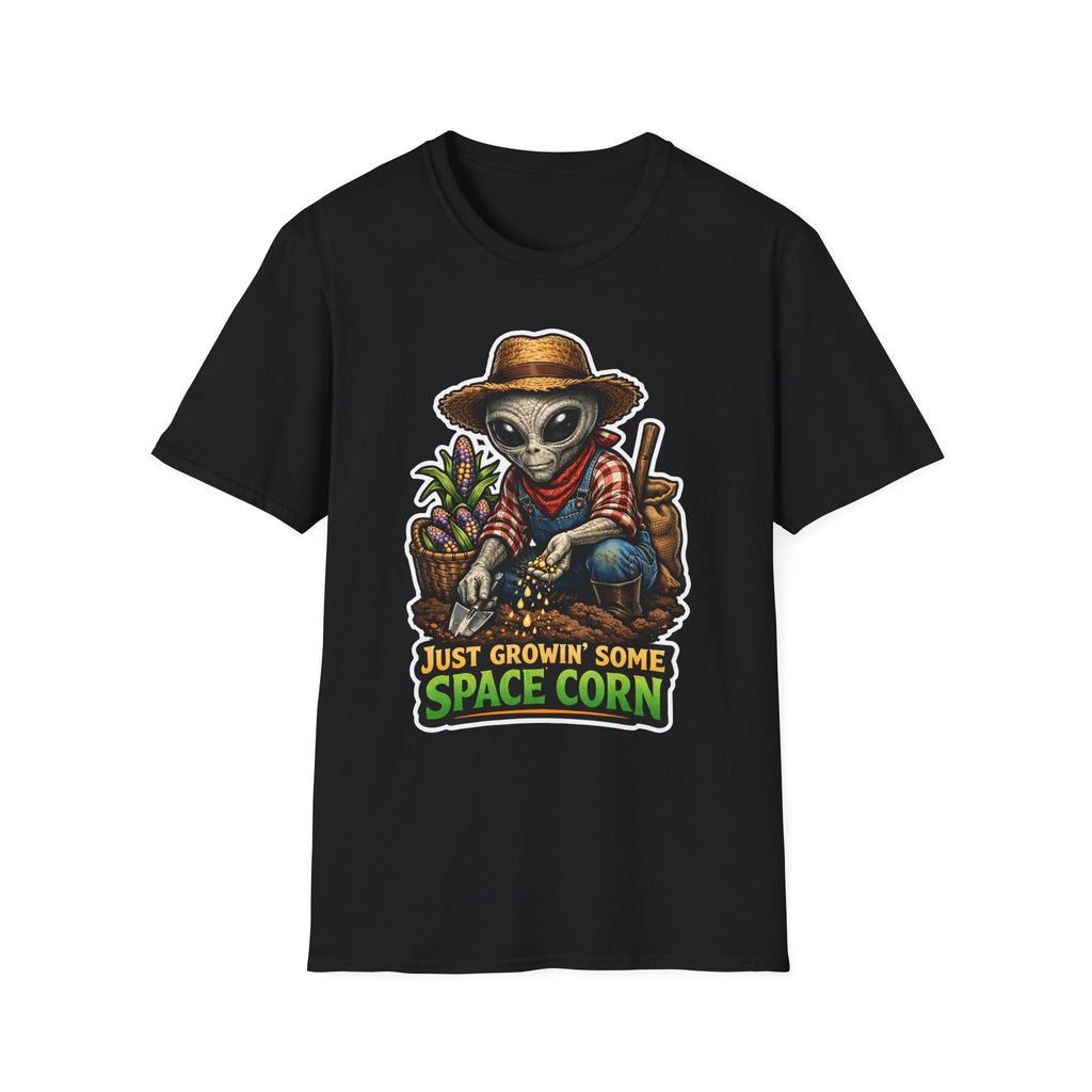 Just Growin' Some Space Corn Funny Alien Farmer T-Shirt | Cosmic Encounters Collection by PetPulse