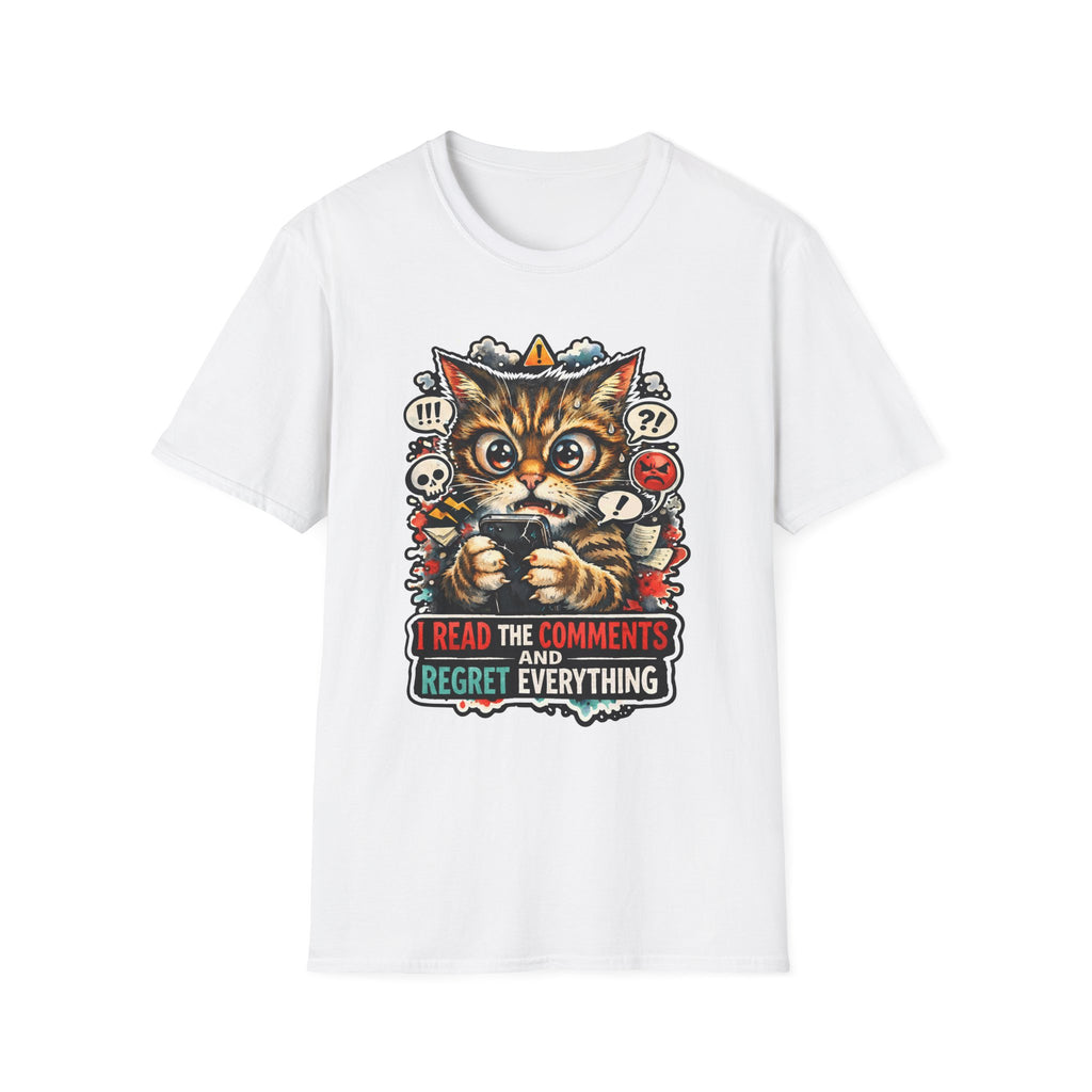 I Read The Comments And Regret Everything Funny Internet Cat T-Shirt | Tech Pack Collection by PetPulse