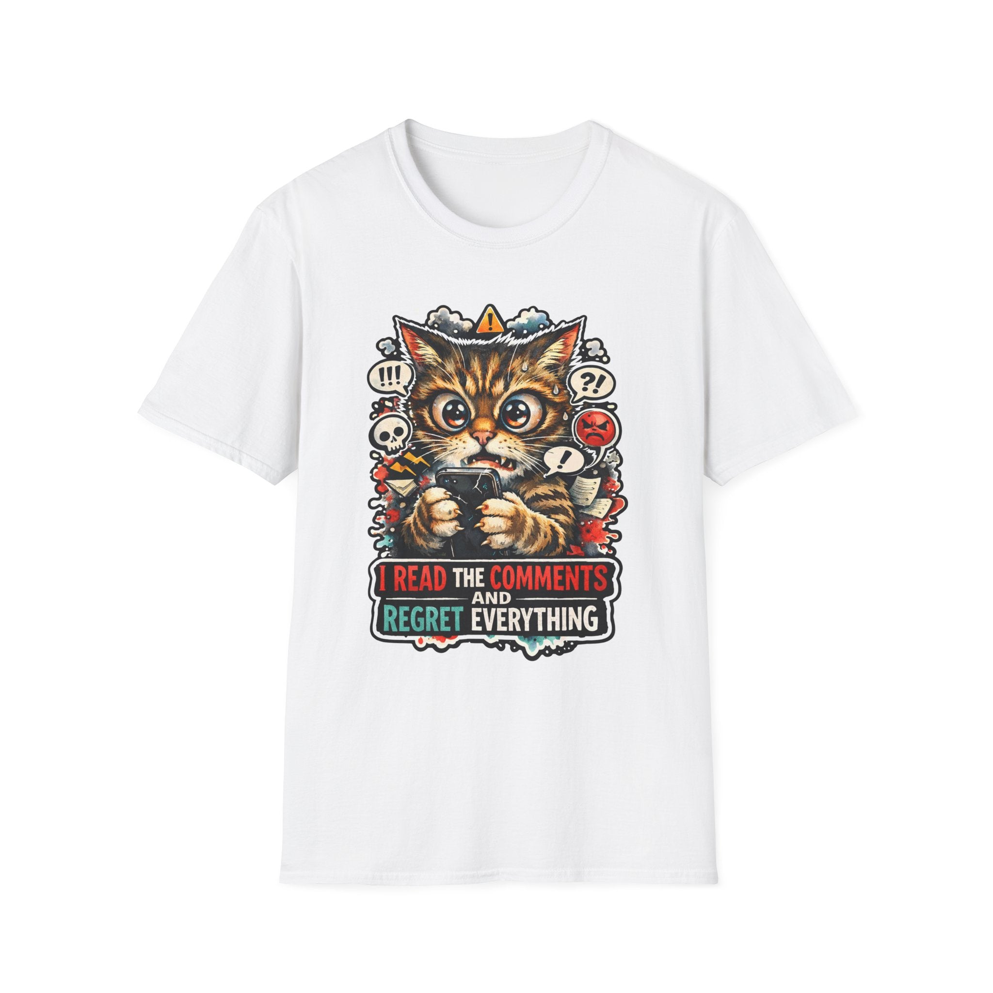 I Read The Comments And Regret Everything Funny Internet Cat T-Shirt | Tech Pack Collection by PetPulse