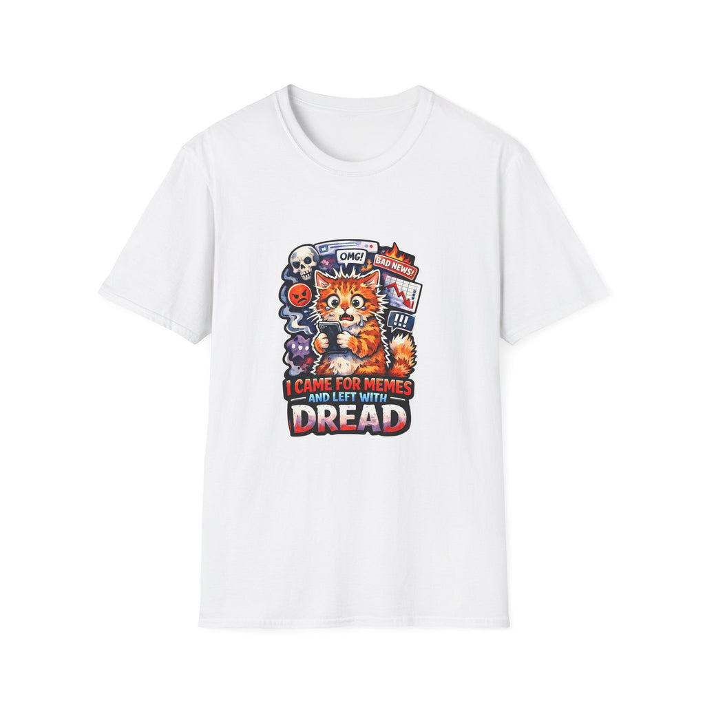 I Came For Memes And Left With Dread Funny Doomscrolling Cat T-Shirt | Tech Pack Collection by PetPulse