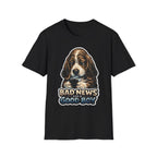 Bad News For a Good Boy Funny Basset Hound Doomscrolling T-Shirt | Tech Pack Collection by PetPulse