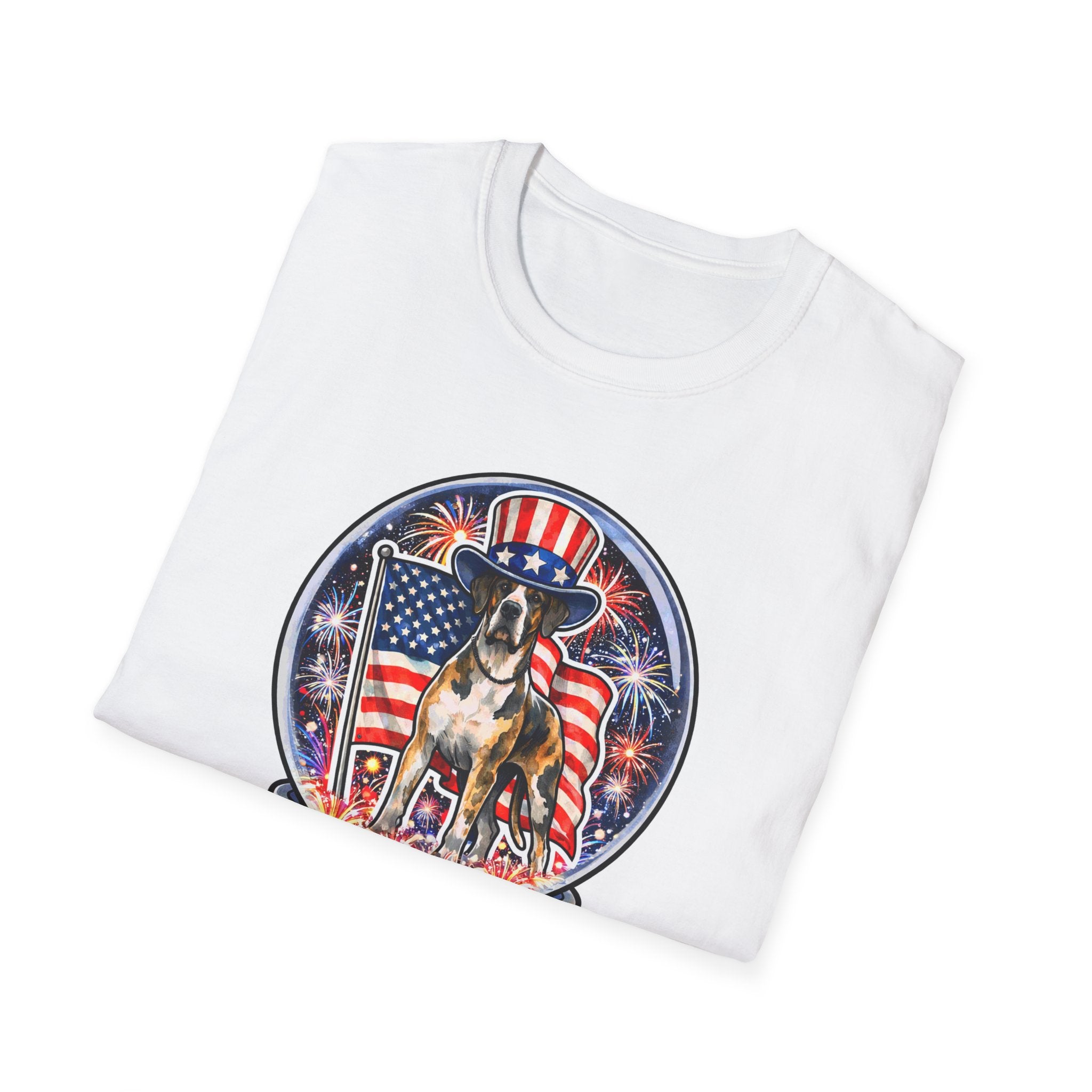 Guarding the Nation Patriotic Guard Dog T-Shirt | Uncle Sam Dog Snow Globe American Flag Graphic Tee | Uncle Sam Pups