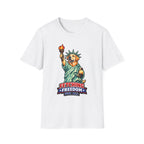 Fetching Freedom For All Funny Labrador Retriever Statue of Liberty T-Shirt | Lady Liberty Pups Collection by PetPulse