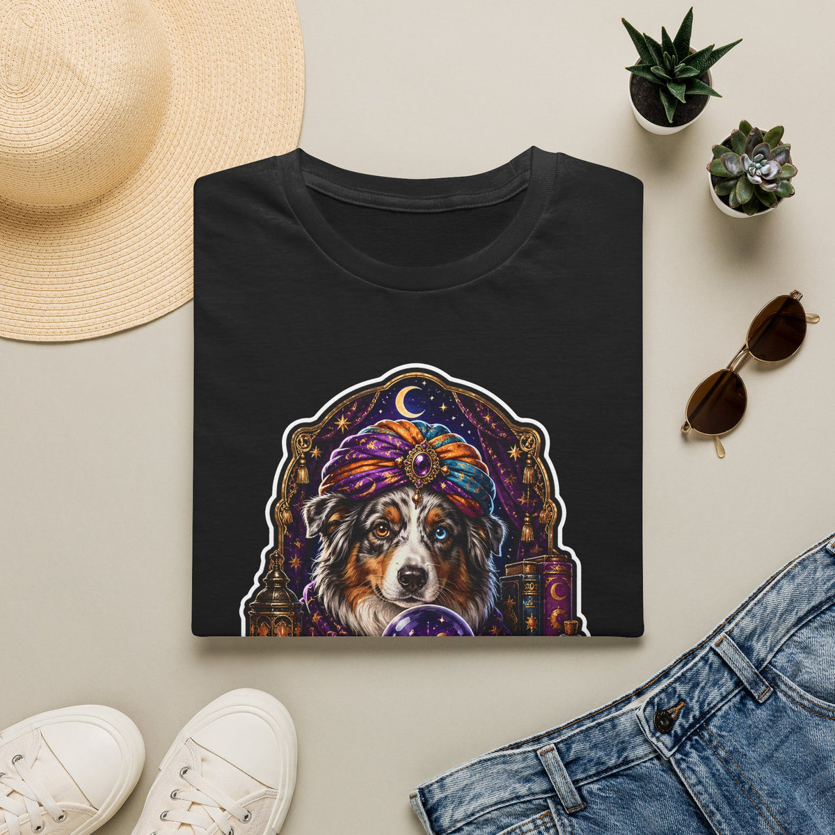 I See Treats in Your Future Fortune Teller Australian Shepherd T-Shirt | Halloween Pet T-Shirts Collection by PetPulse