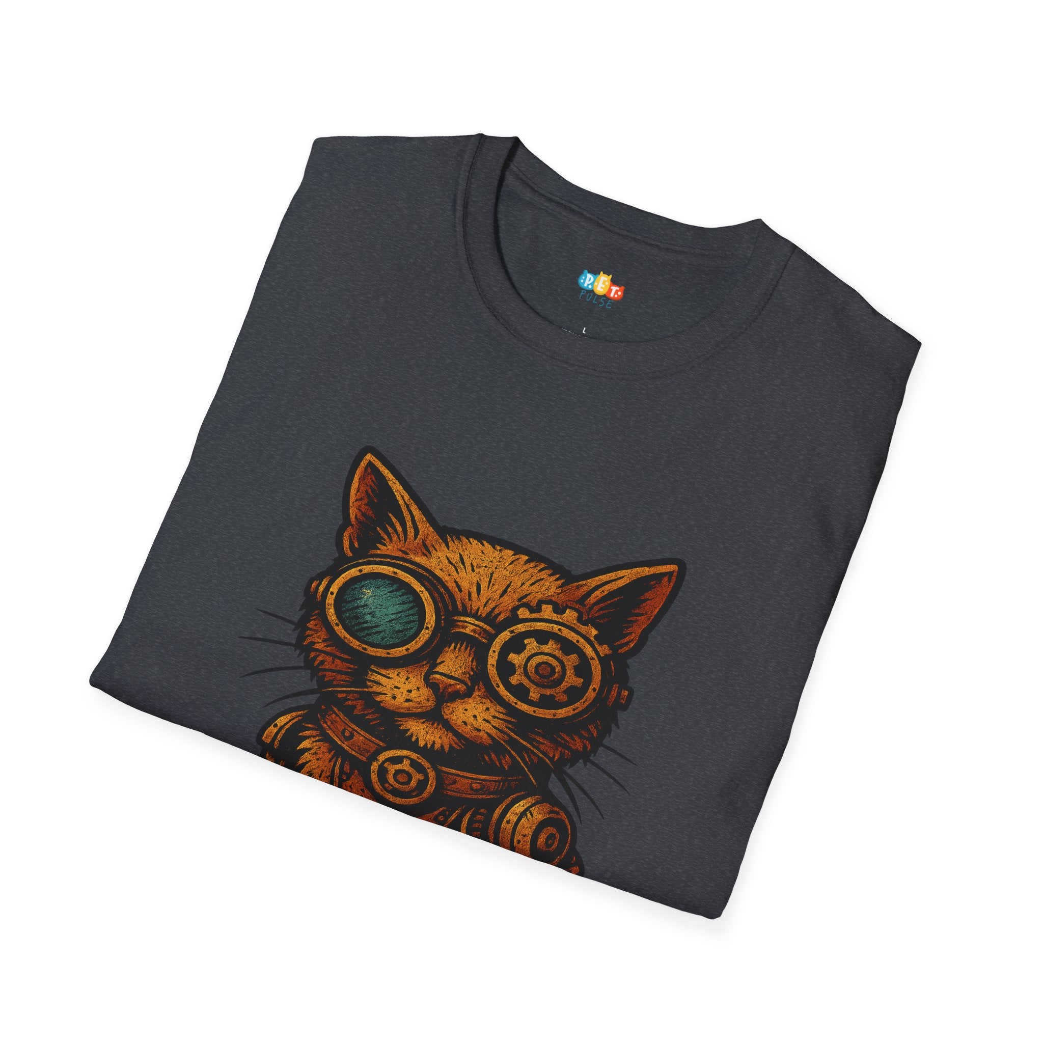 Steampunk Cat T-Shirt - Funny Mechanical Feline Victorian Gears Goggles Engineer Cyberpunk Graphic Tee