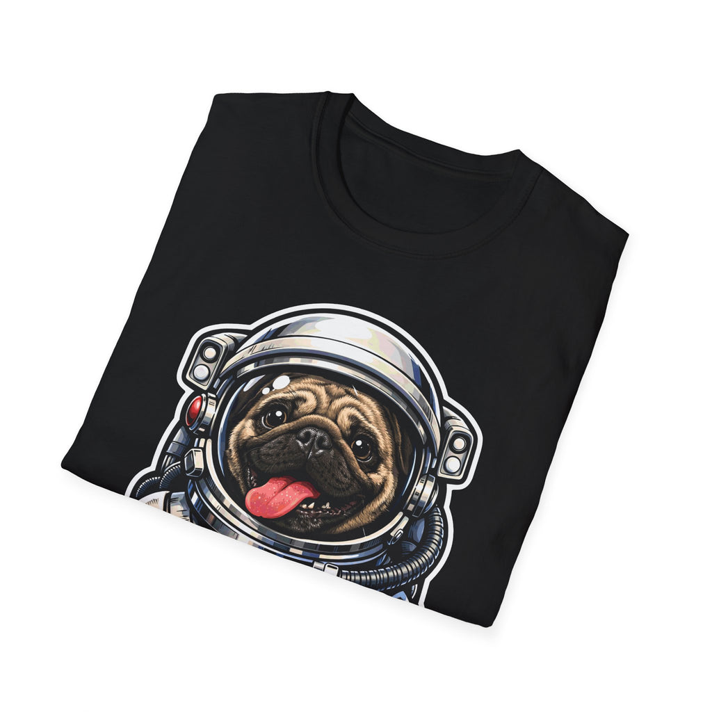 Space Pug’s First Snort Funny Astronaut Pug T-Shirt | Cosmic Encounters Collection by PetPulse