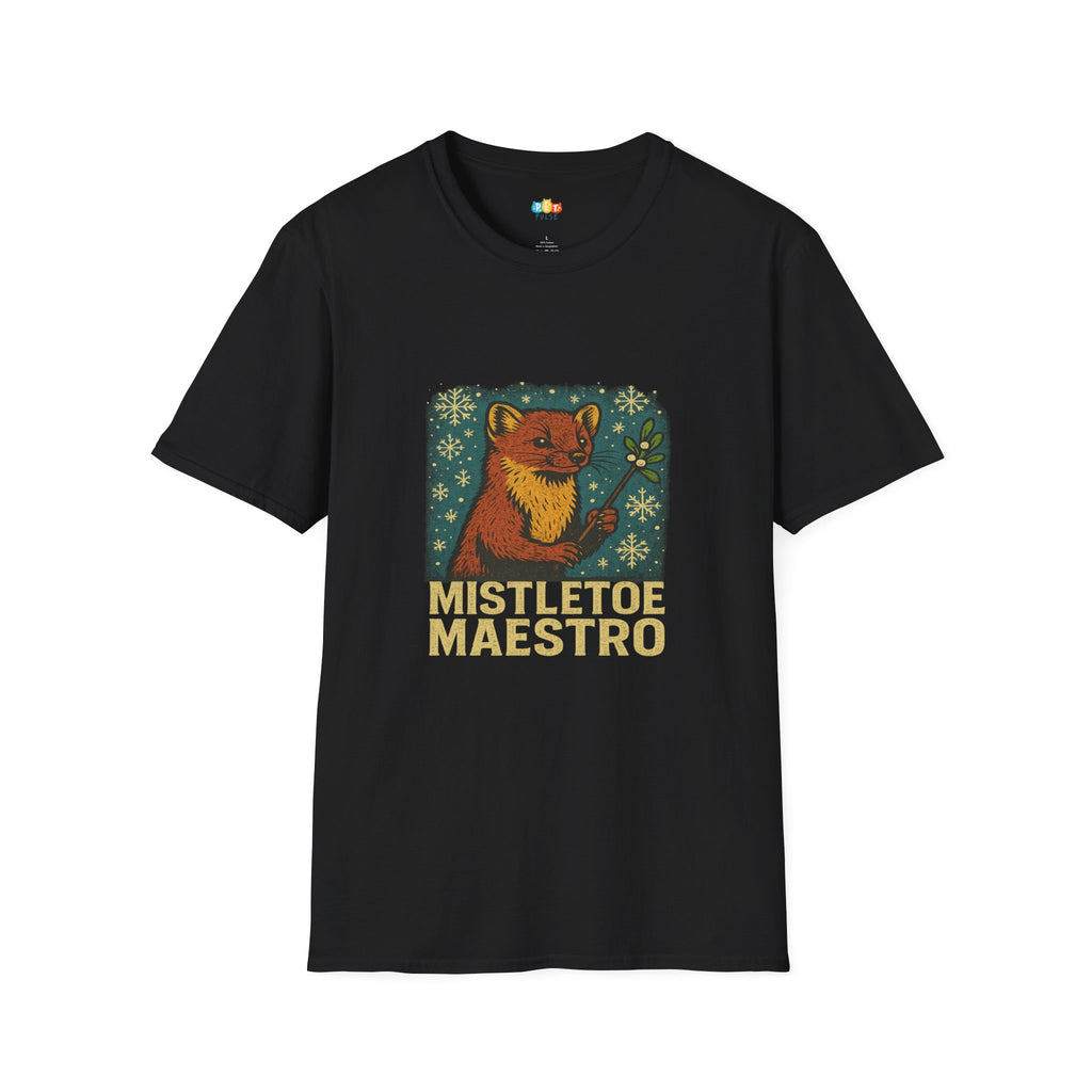 Mistletoe Maestro Christmas T-Shirt - Funny Vintage Woodland Fox Holiday Romantic Festive Xmas Tee