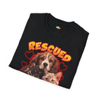 Rescued By Love Dog Cat T-Shirt - Multi Pet Rescue Parent Hero Dog Cat Puppy Kitten Graphic Tee