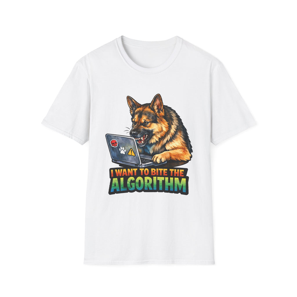 I Want to Bite the Algorithm Funny German Shepherd T-Shirt | Tech Pack Collection by PetPulse