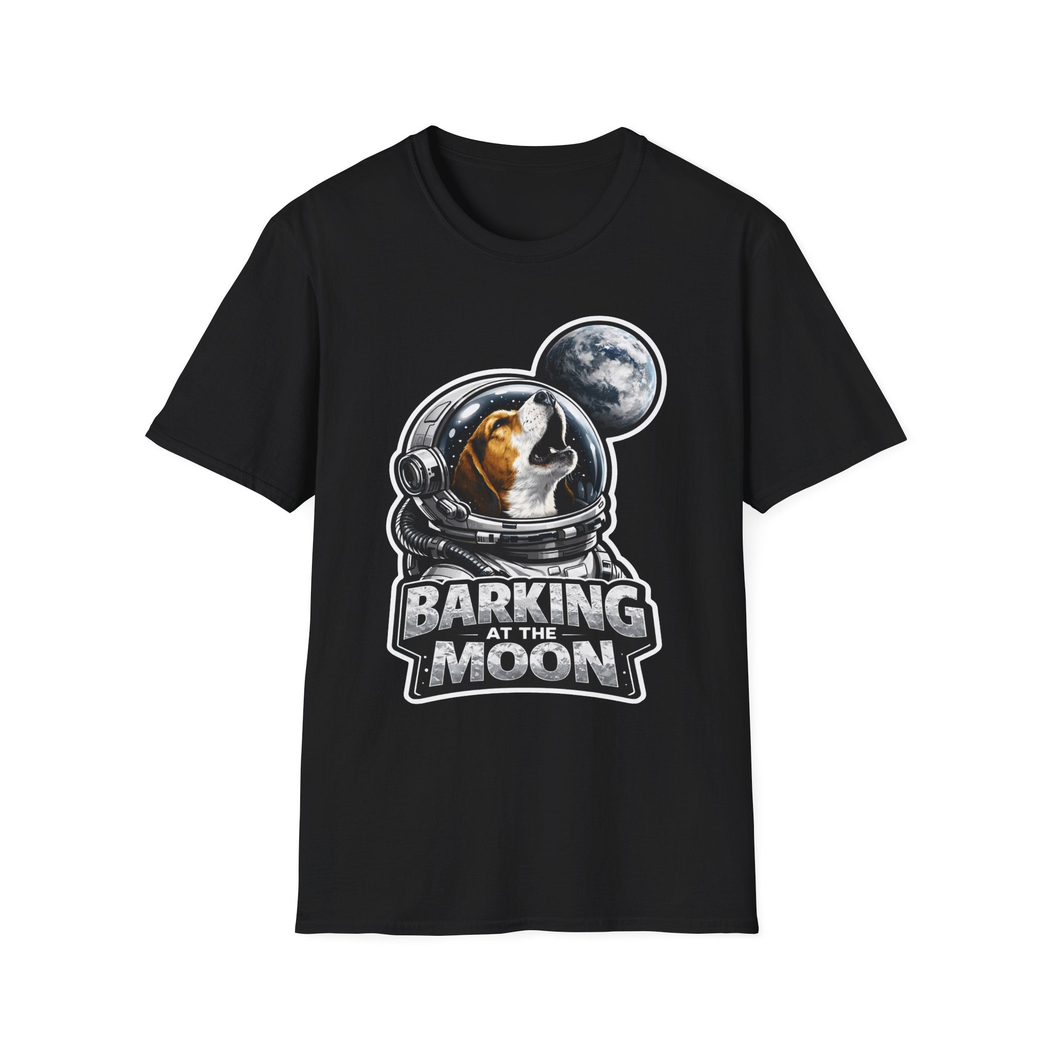 Barking at the Moon Funny Astronaut Beagle T-Shirt | Cosmic Encounters Collection by PetPulse