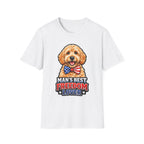 Man's Best Freedom Lover Patriotic Goldendoodle T-Shirt | Patriotic Doodle American Flag Bow Tie Graphic Tee | Uncle Sam Pups