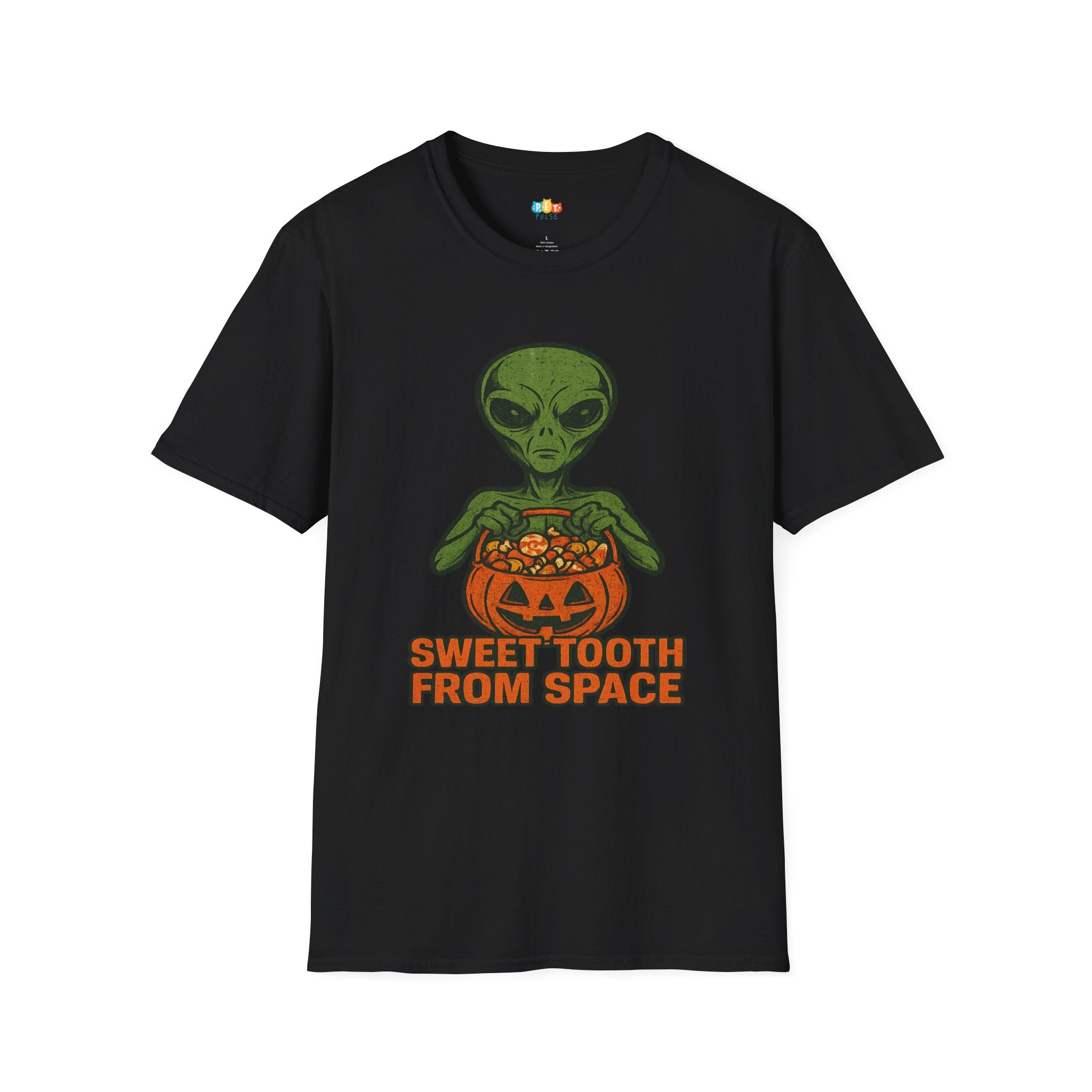Sweet Tooth From Space Alien Halloween T-Shirt - Funny UFO Trick or Treat Candy Sci-Fi Tee