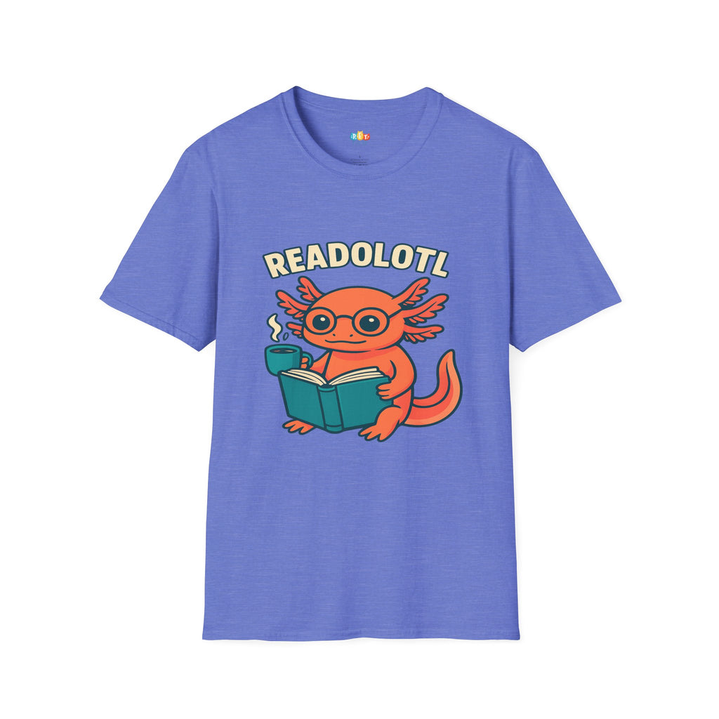 Readolotl Reading Axolotl T-Shirt - Funny Book Lover Coffee Reader Bookworm Literature Student Tee