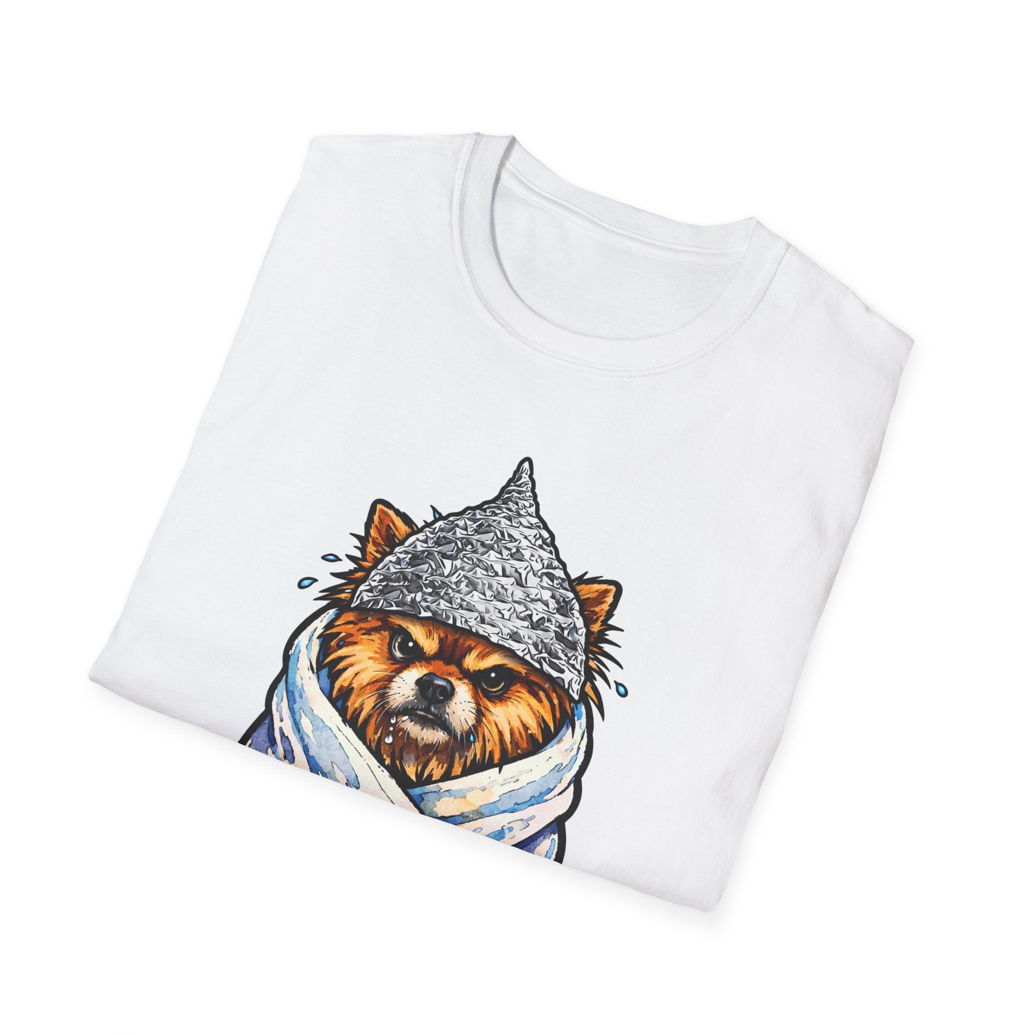 Bath Time Is a Psyop Funny Conspiracy Pomeranian T-Shirt | Pet-Spiracy Theorist Collection by PetPulse