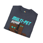 Multi Pet Home Where Silence Is Suspicious T-Shirt - Funny Pet Parent Chaos Warning Sign Humor Tee