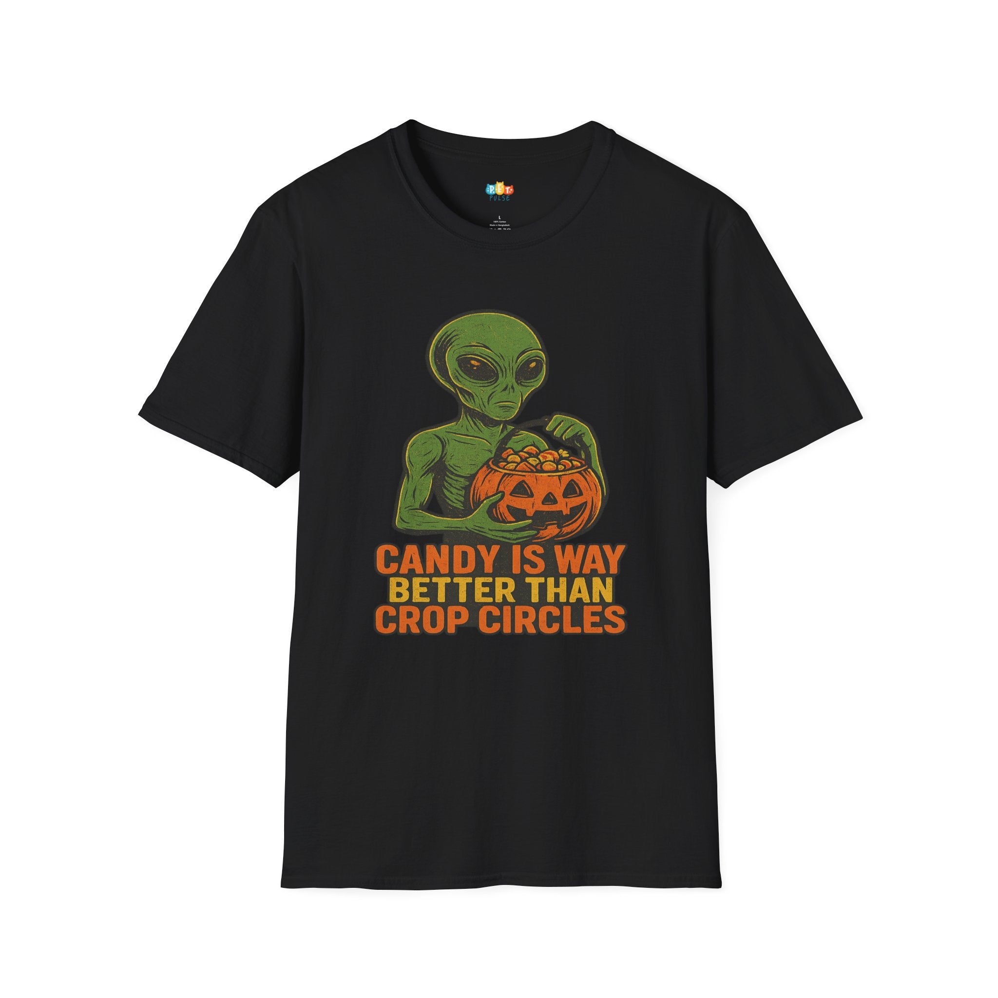 Candy Is Way Better Than Crop Circles Alien Halloween T-Shirt - Funny UFO Sci-Fi Halloween Tee