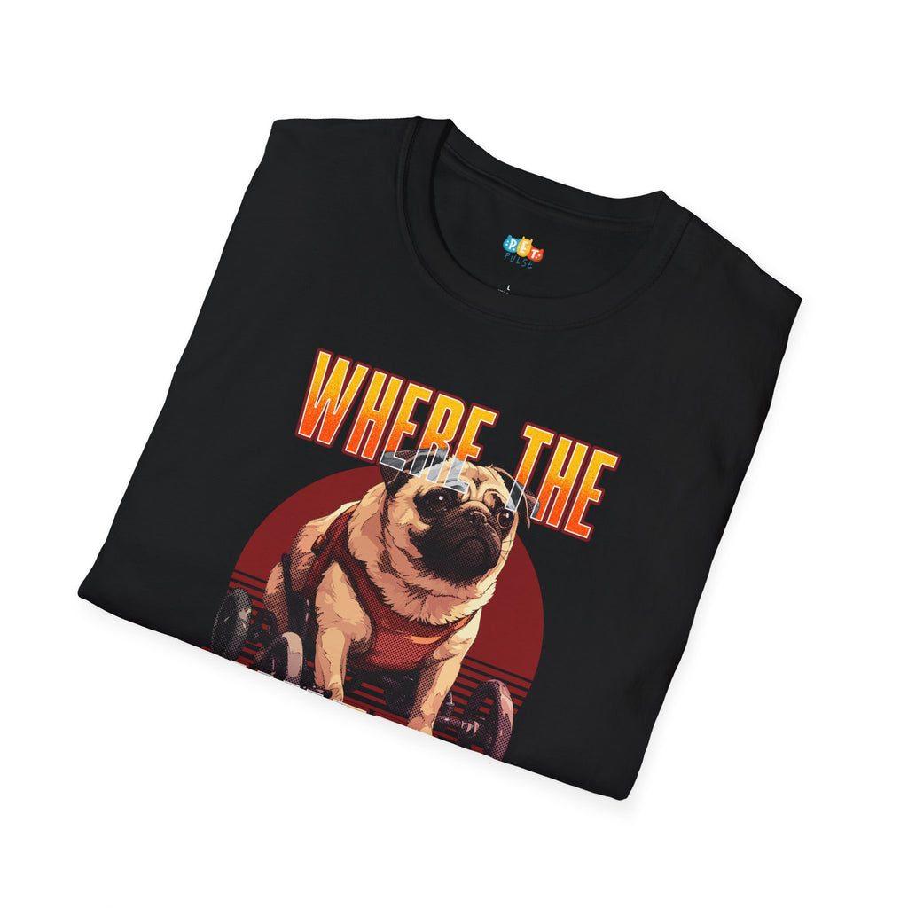 Where The Wheels Dog T-Shirt - Wheelchair Dog Mobility Hero Pet Parent Funny Graphic Tee