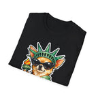 Liberty With Attitude Funny Chihuahua Sunglasses Statue of Liberty T-Shirt | Lady Liberty Pups Collection by PetPulse