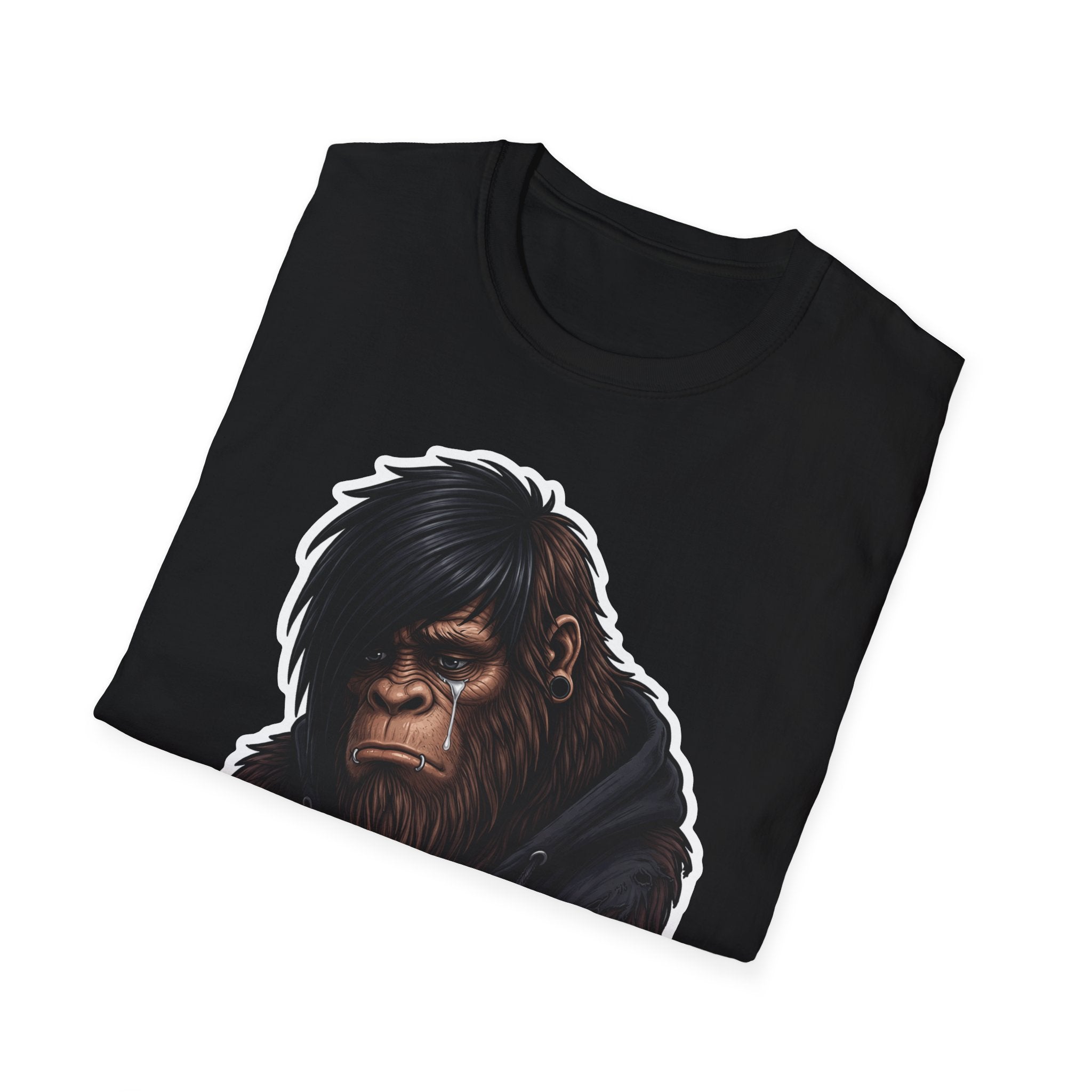 Not A Phase Emo Bigfoot T-Shirt - Crying Sasquatch Hoodie Tee for Alt Lifestyle Cryptid Fans