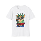 Liberty With Attitude Funny Chihuahua Sunglasses Statue of Liberty T-Shirt | Lady Liberty Pups Collection by PetPulse
