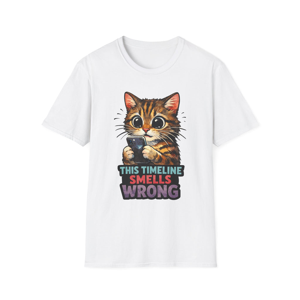 This Timeline Smells Wrong Funny Suspicious Cat T-Shirt | Tech Pack Collection by PetPulse