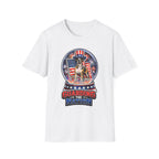 Guarding the Nation Patriotic Guard Dog T-Shirt | Uncle Sam Dog Snow Globe American Flag Graphic Tee | Uncle Sam Pups