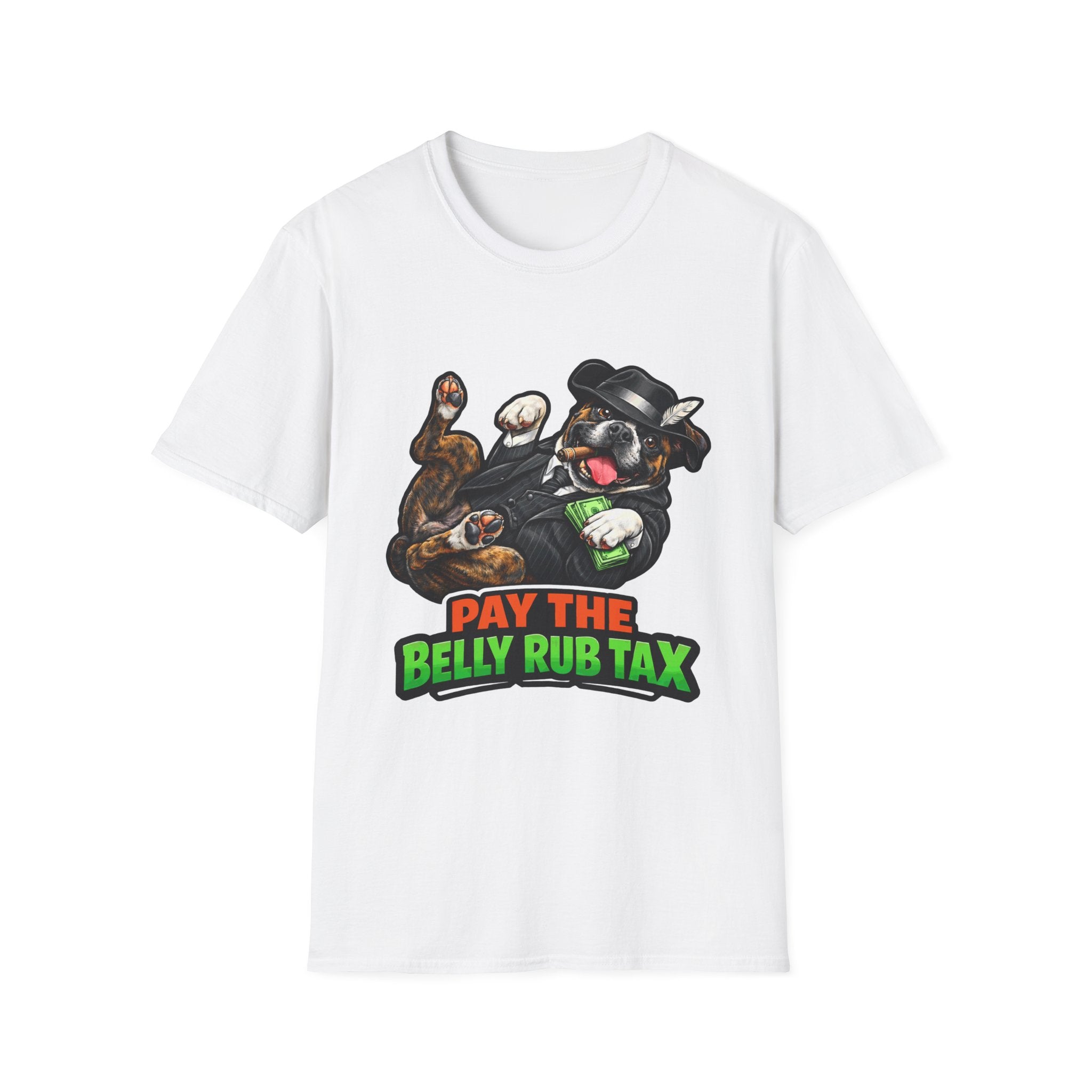Pay the Belly Rub Tax Funny Mobster Boxer T-Shirt | The Dog Father Collection by PetPulse