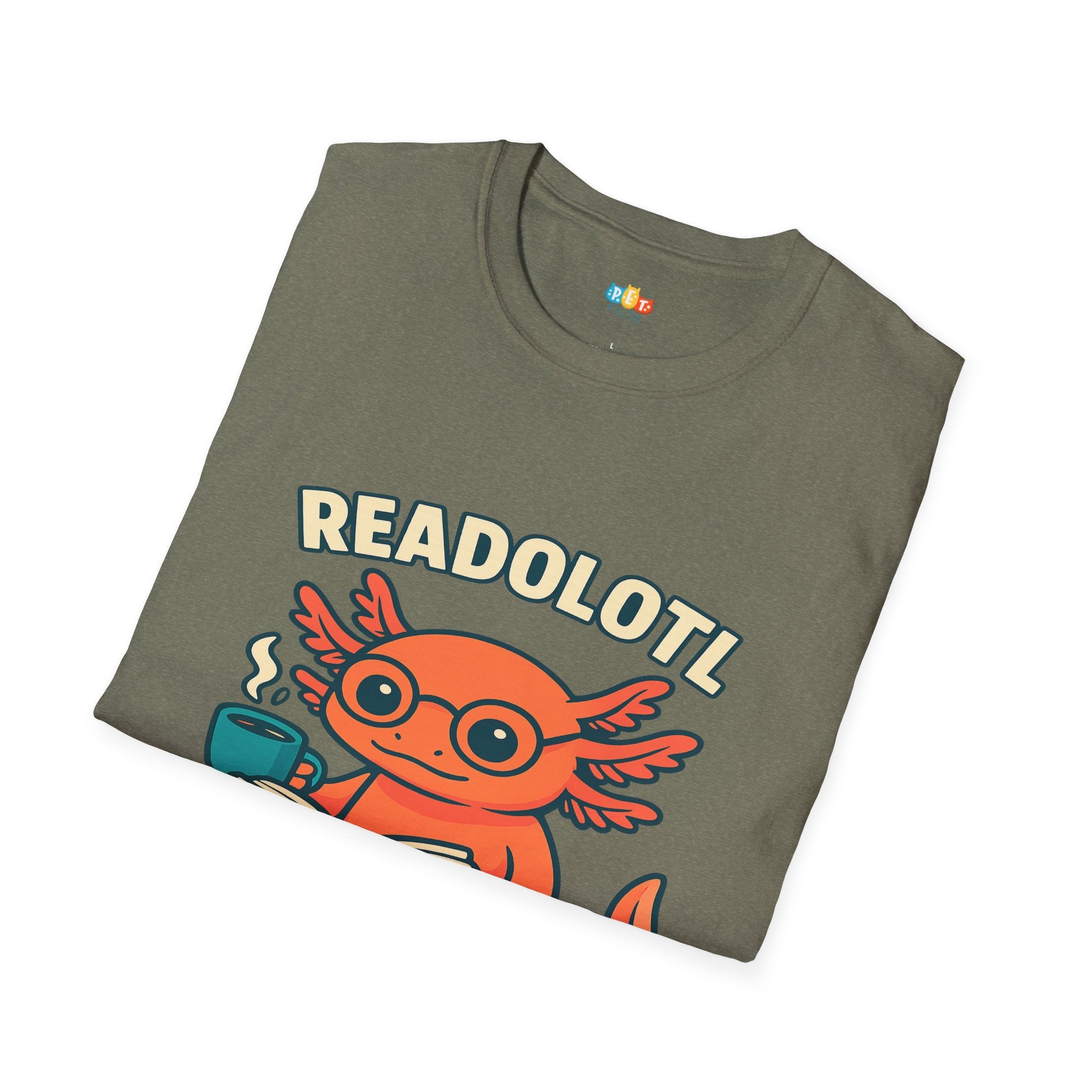 Readolotl Reading Axolotl T-Shirt - Funny Book Lover Coffee Reader Bookworm Literature Student Tee