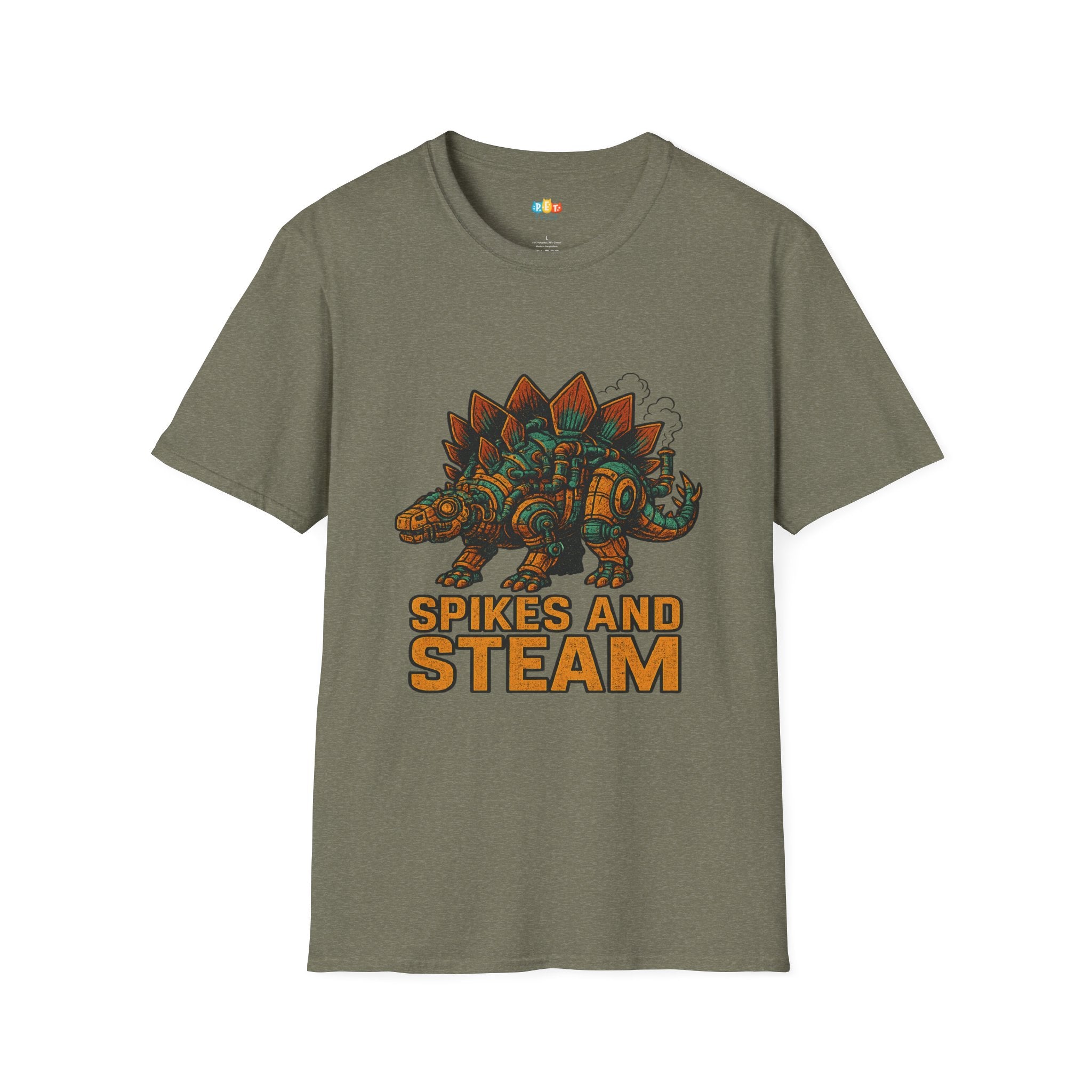 Spikes and Steam Steampunk Stegosaurus T-Shirt - Funny Mechanical Dinosaur Victorian Industrial Graphic Tee