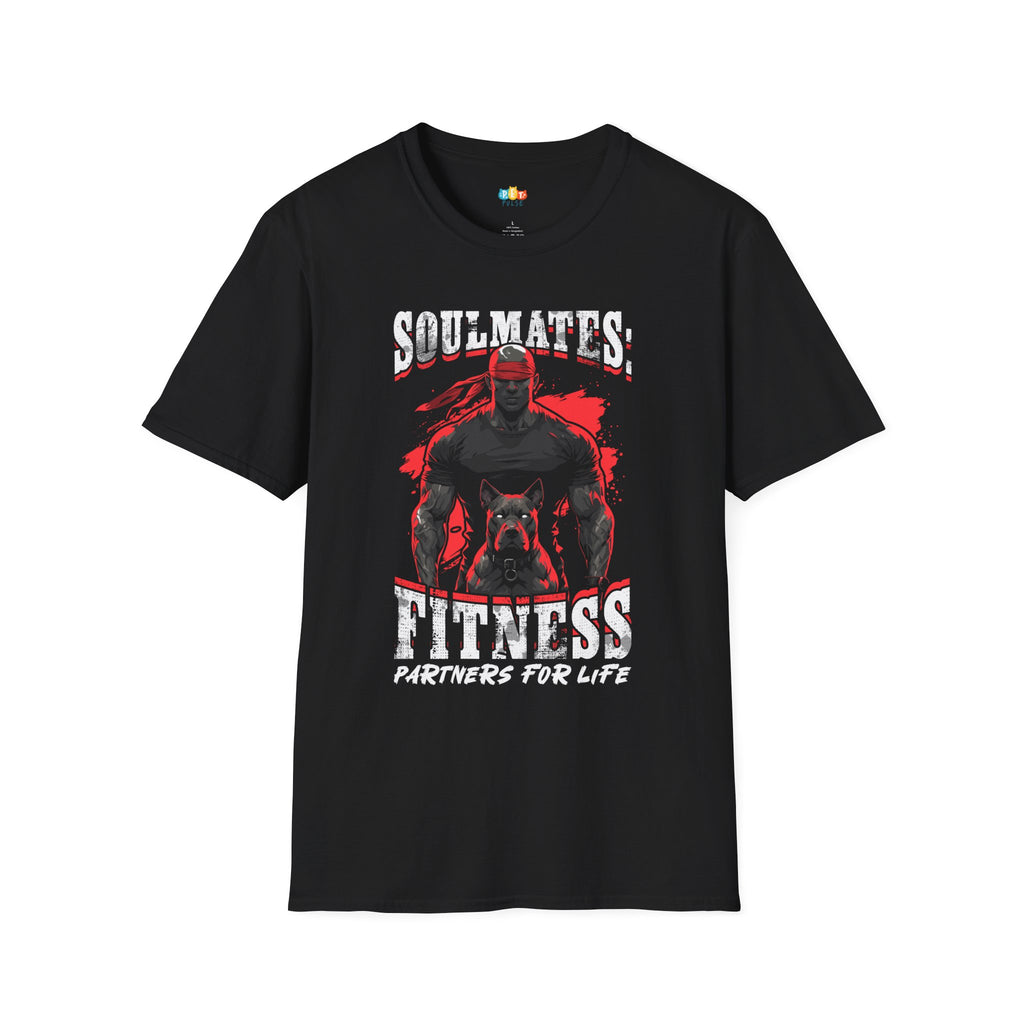 Soulmates Fitness Partners For Life T-Shirt - Funny Dog Gym Workout Valentine's Day Pet Owner Graphic Tee