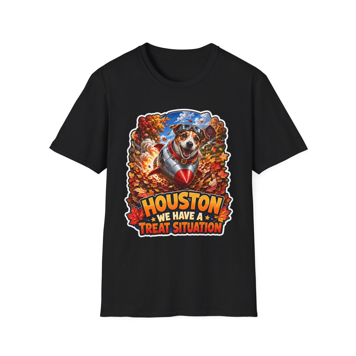 Houston We Have a Treat Situation Rocket Dog T-Shirt | Halloween Pet T-Shirts Collection by PetPulse