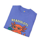 Readolotl Reading Axolotl T-Shirt - Funny Book Lover Coffee Reader Bookworm Literature Student Tee