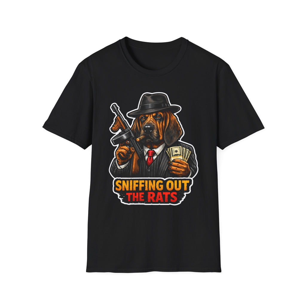 Sniffing Out the Rats Funny Mobster Bloodhound T-Shirt | The Dog Father Collection by PetPulse