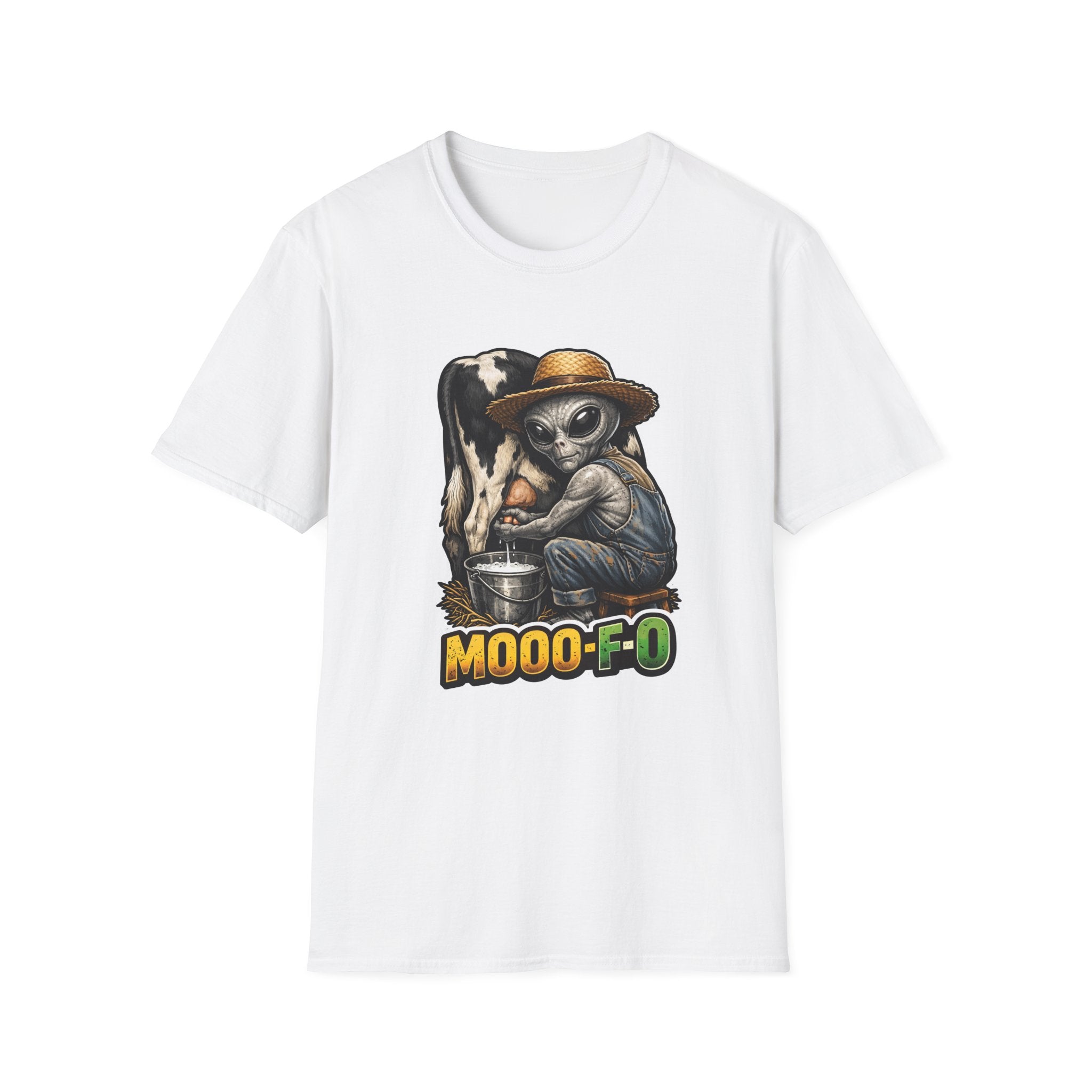 Mooo-F-O Funny Alien Milking Cow T-Shirt | Cosmic Encounters Collection by PetPulse
