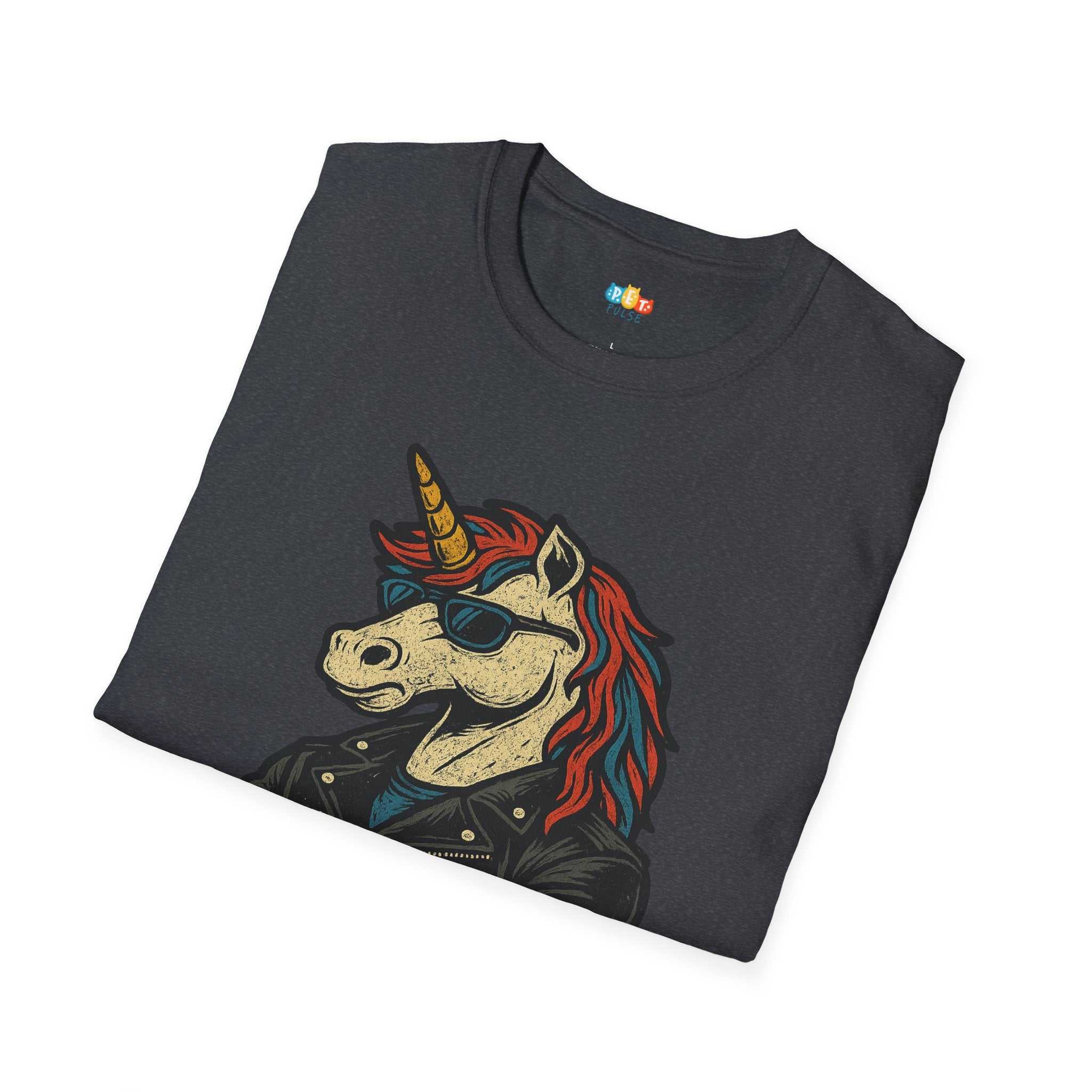 Born to Be Mythic Unicorn T-Shirt - Funny Cool Leather Jacket Biker Fantasy Magic Rebel Graphic Tee