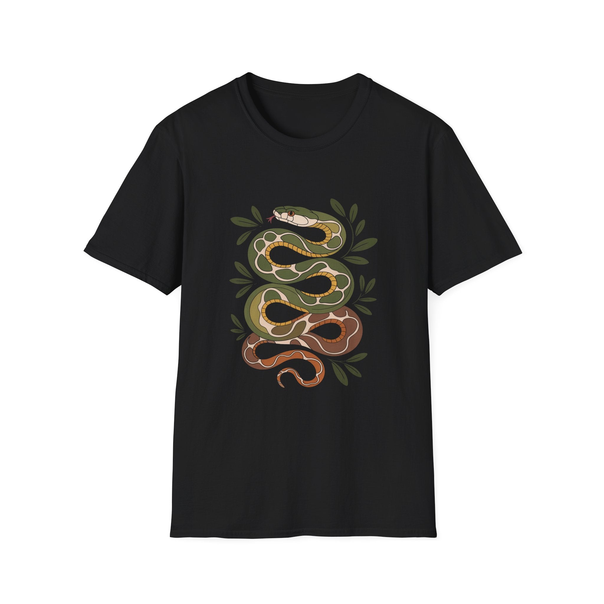 Botanical Snake T-Shirt — Earth Tone Serpent Graphic Tee