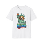 Sniffing Out Freedom Funny Beagle Statue of Liberty T-Shirt | Lady Liberty Pups Collection by PetPulse