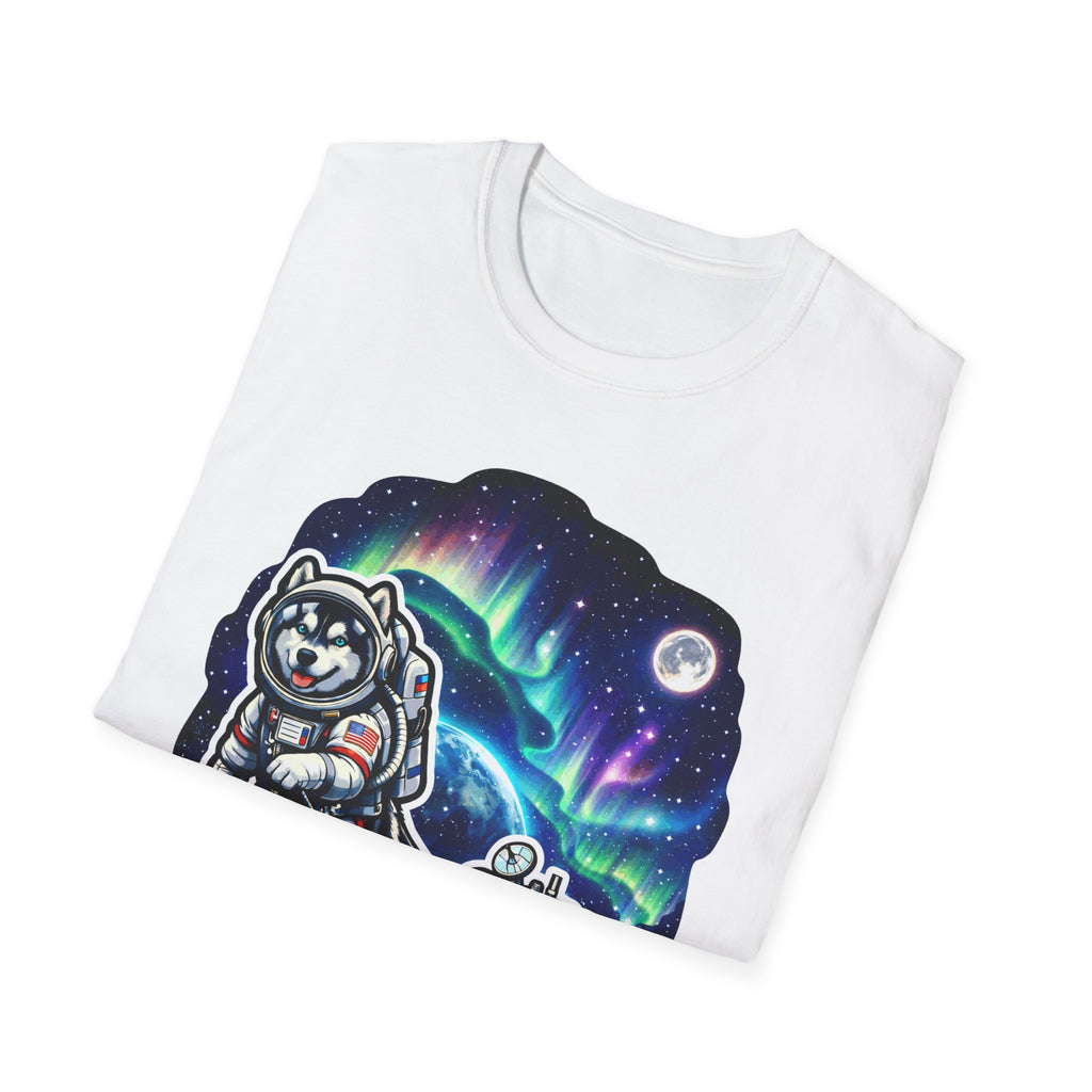The First Husky on the Moon Funny Astronaut Siberian Husky T-Shirt | Cosmic Encounters Collection by PetPulse