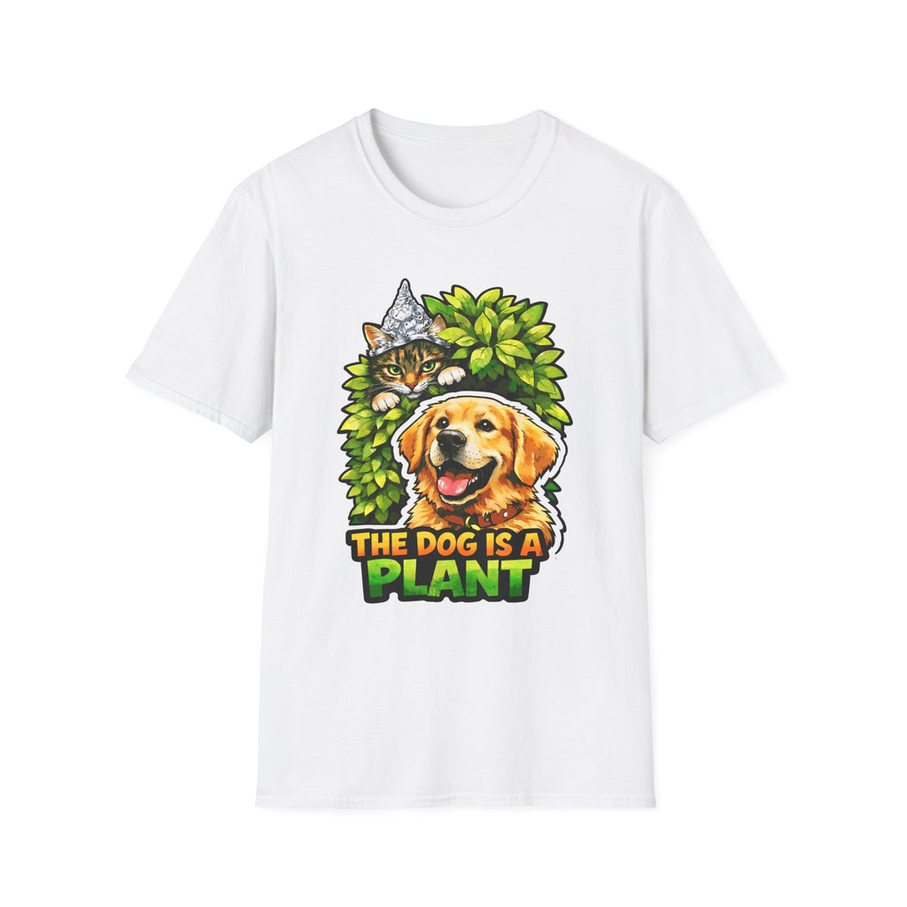 The Dog Is a Plant Funny Conspiracy Cat Spying on Dog T-Shirt | Cat-Spiracy Theorist Series | Pet-Spiracy Theorist Collection by PetPulse