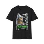 Surveillance Is Everywhere Funny Conspiracy Cat with Security Camera T-Shirt | Cat-Spiracy Theorist Series | Pet-Spiracy Theorist Collection by PetPulse