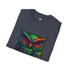 Late Night Artist Owl T-Shirt - Funny Rainbow Paint Splatter Creative Night Owl Graffiti Art Graphic Tee