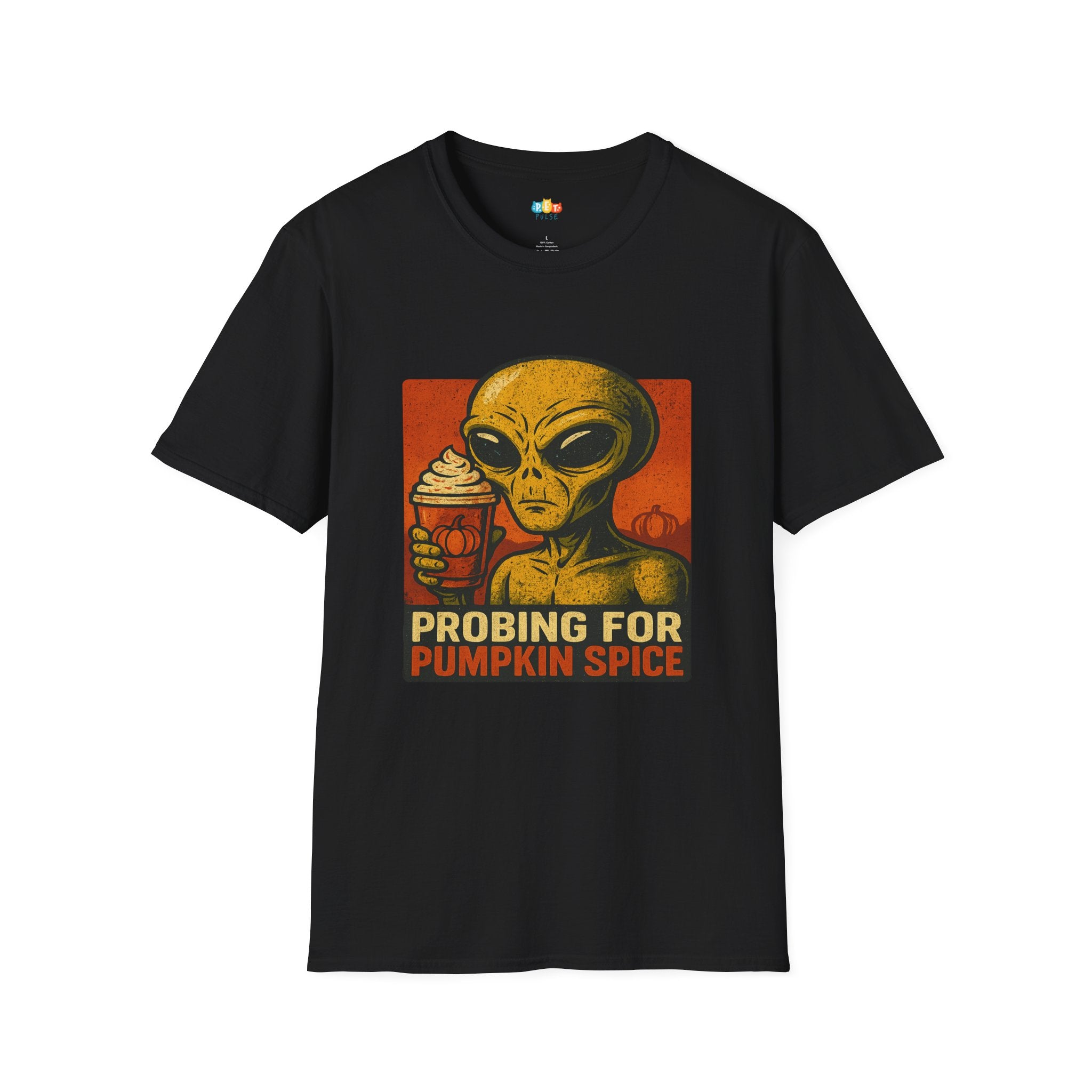 Probing For Pumpkin Spice Alien Halloween T-Shirt - Funny UFO Fall PSL Coffee Sci-Fi Tee