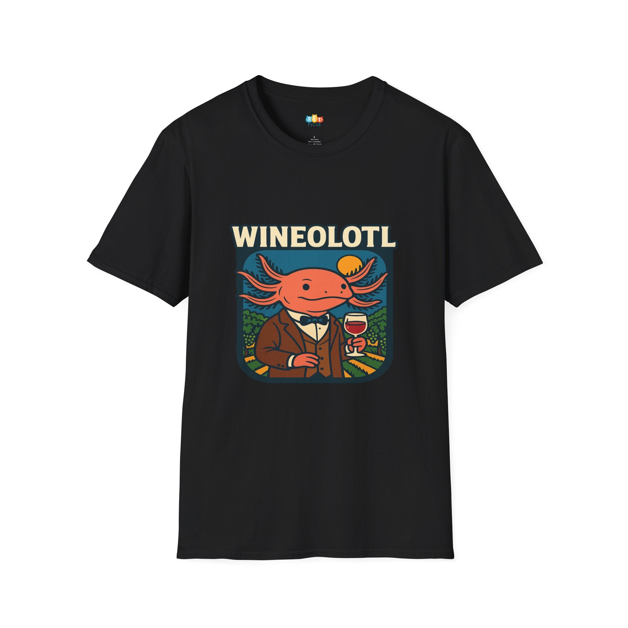 Wineolotl Sophisticated Axolotl Wine Tasting T-Shirt - Funny Animal Pun Vineyard Sommelier Classy Tee