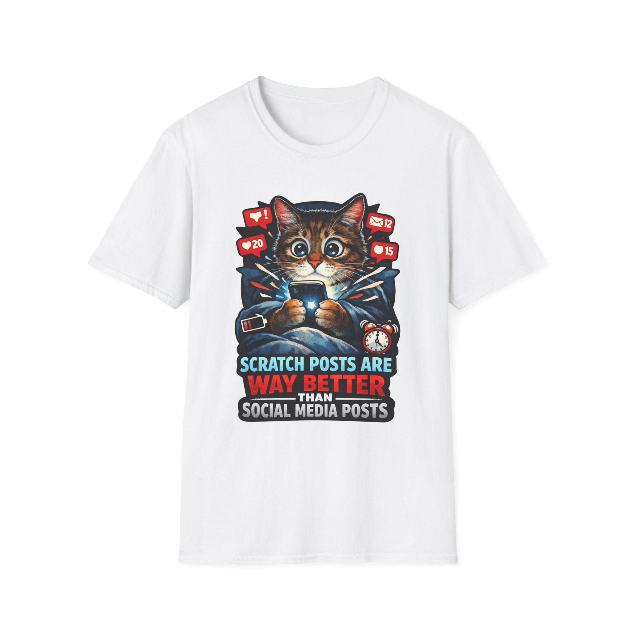 Scratch Posts Are Way Better Than Social Media Posts Funny Cat Social Media T-Shirt | Tech Pack Collection by PetPulse