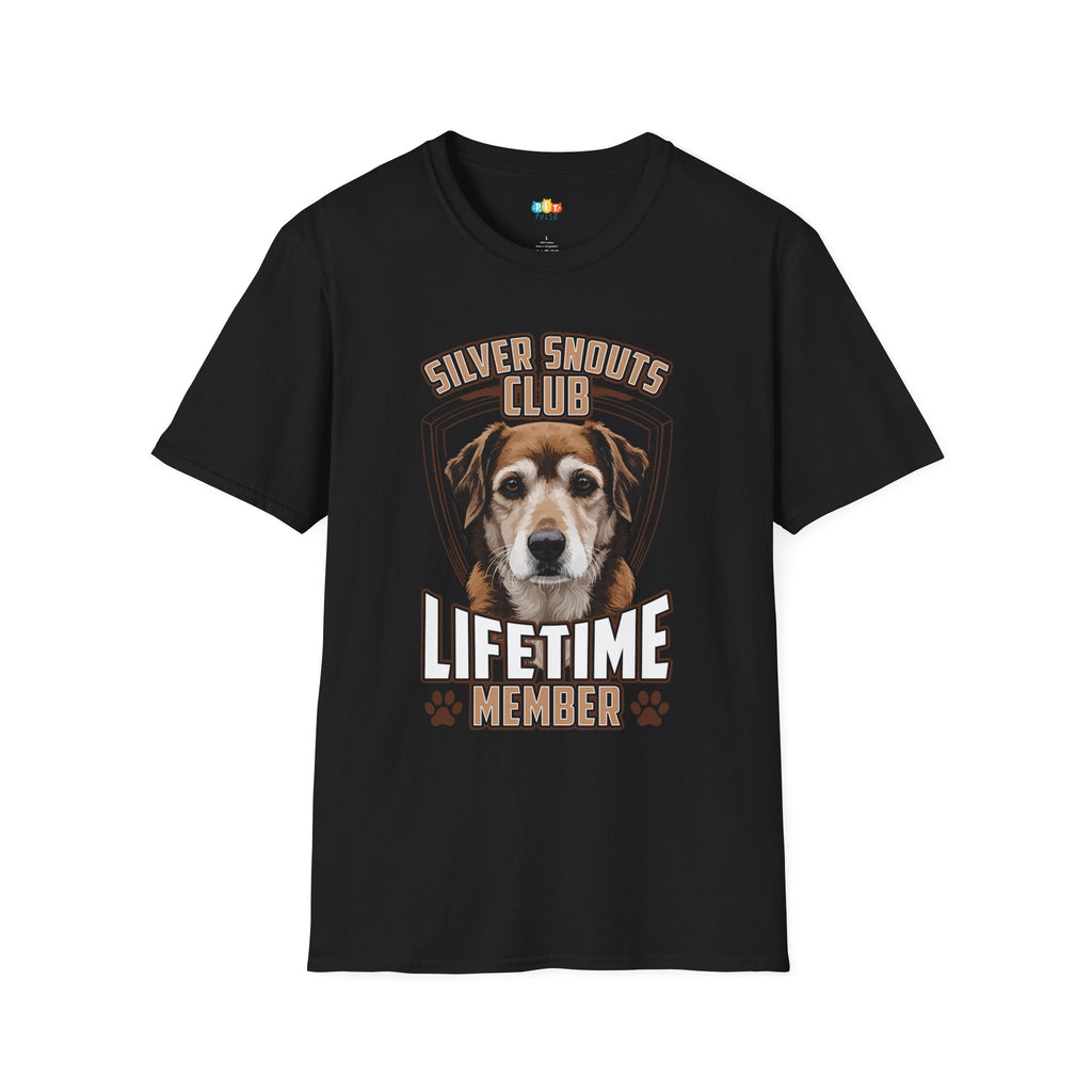 Silver Snouts Club Lifetime Member T-Shirt - Funny Senior Pet Dog Cat Lover Aging Animals Veterinary Graphic Tee