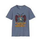 A Cryptid Ate My Homework T-Shirt - Funny Mothman Student School Excuse Legendary Creature Tee