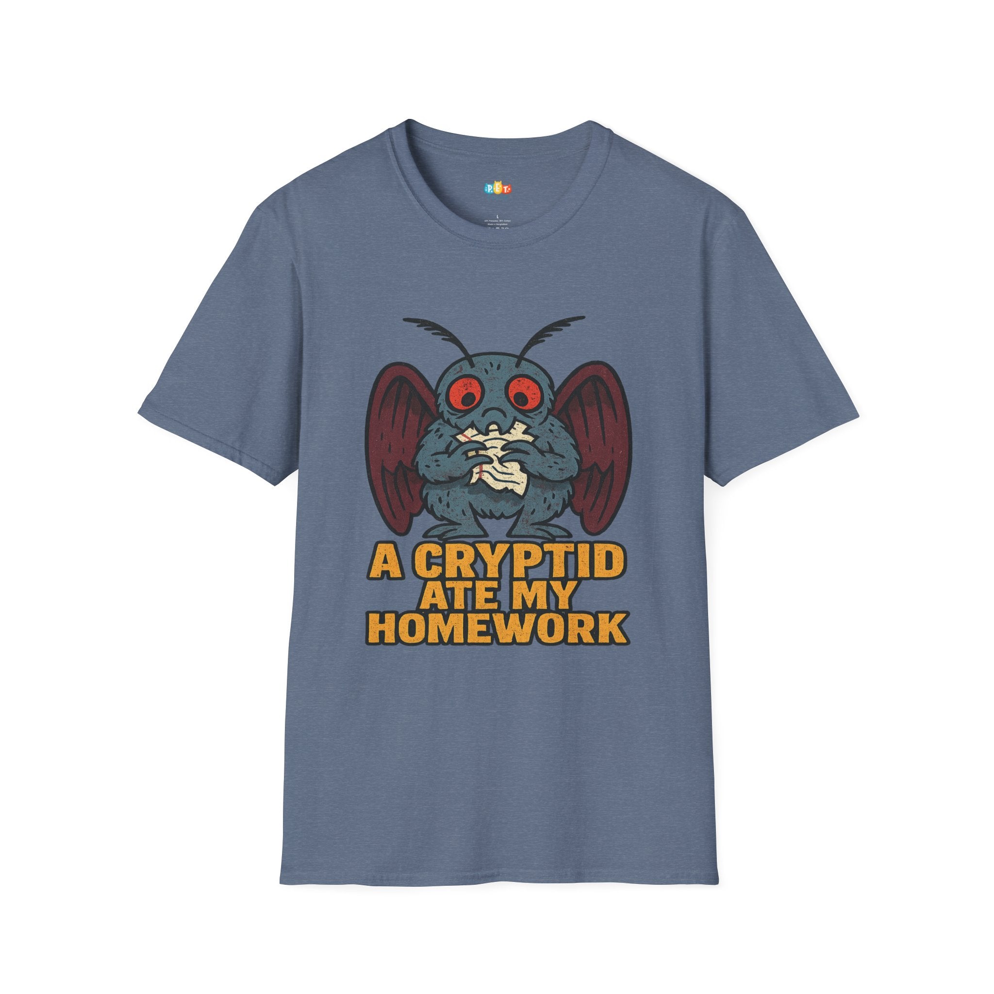 A Cryptid Ate My Homework T-Shirt - Funny Mothman Student School Excuse Legendary Creature Tee